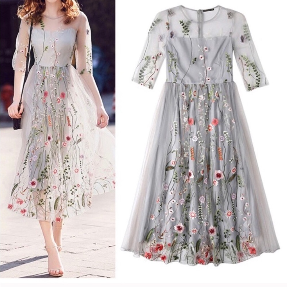 Embroidered chiffon lace D&G Valentino channel